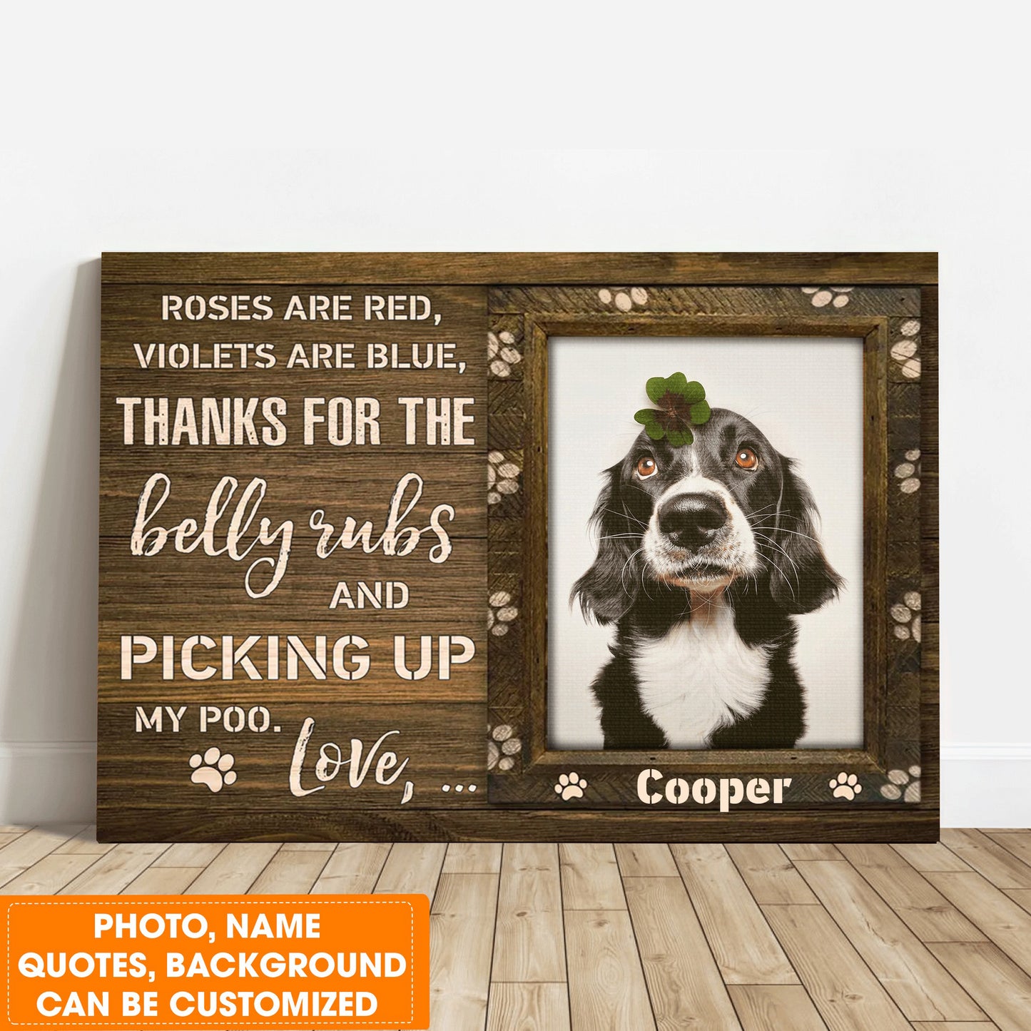 Personalized Dog Landscape Canvas, Custom Pet Photo, Beautiful Pawprints Dog Canvas, Perfect Gift For Dog Lovers, Friend, Family