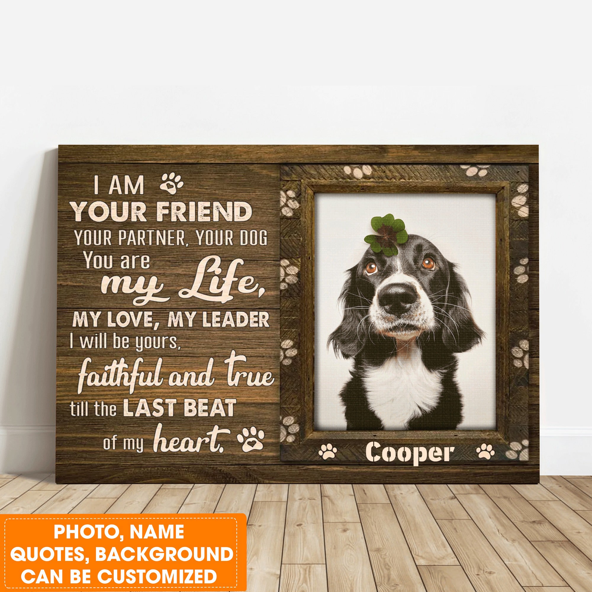 Personalized Dog Landscape Canvas, Custom Pet Photo, Beautiful Pawprints Dog Canvas, Perfect Gift For Dog Lovers, Friend, Family