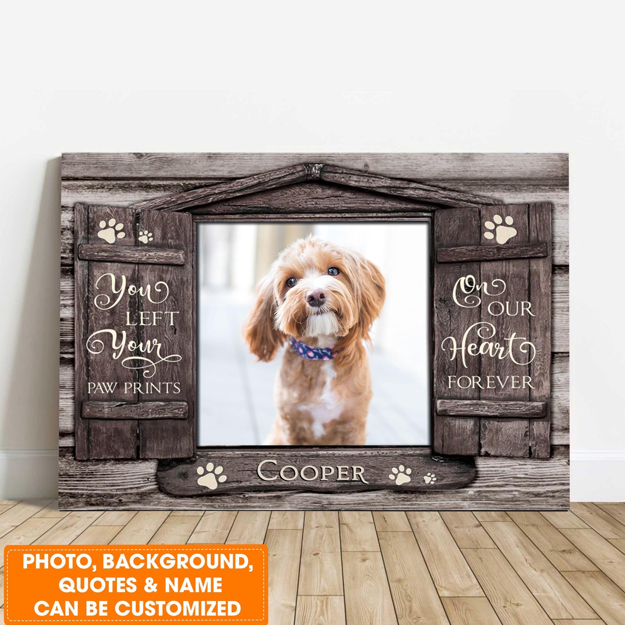 Personalized Dog Landscape Canvas, Custom Pet Gifts To Remember A Pet Wooden Window Shutters, Perfect Gift For Dog Lovers, Friends, Family