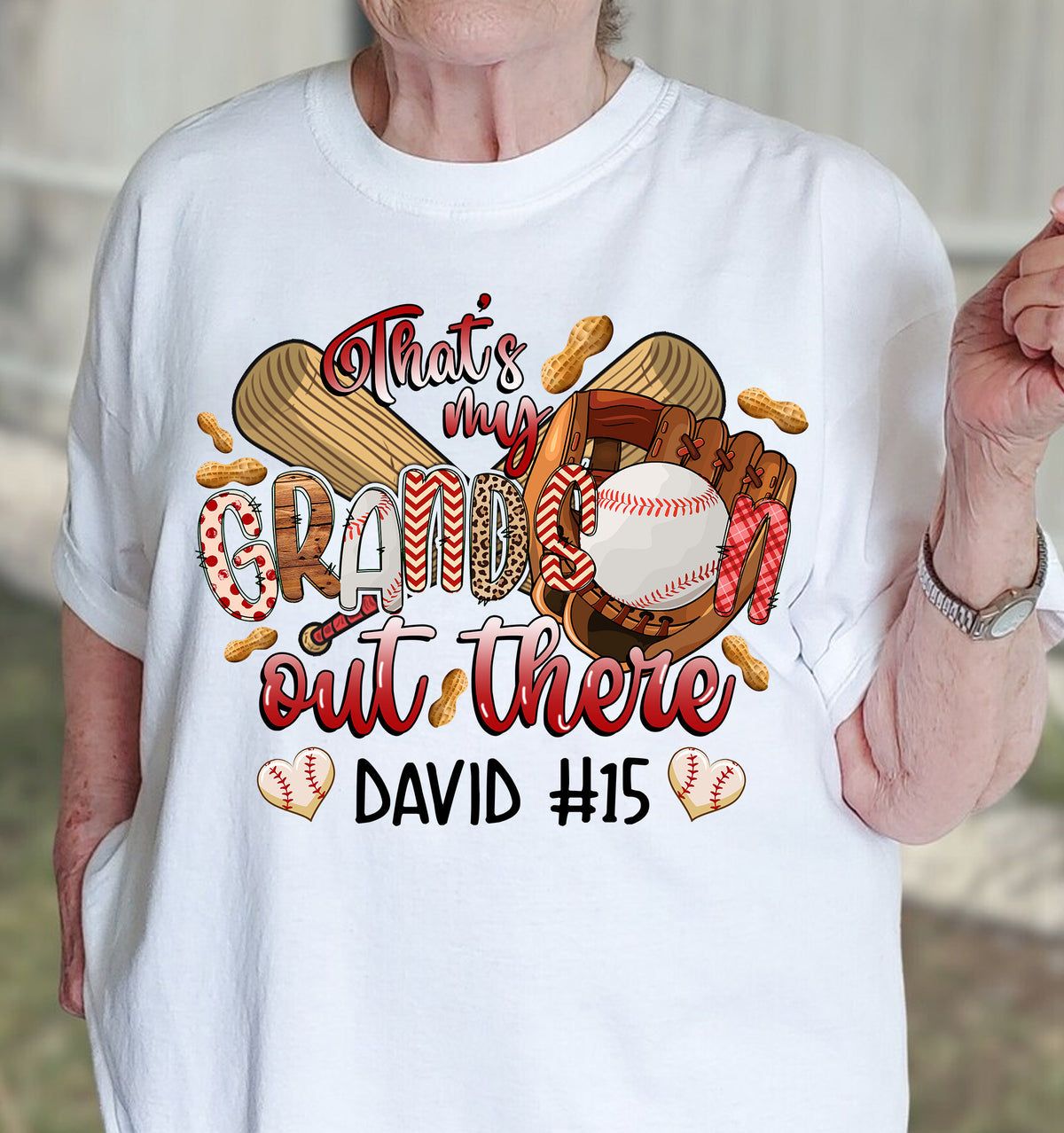 Baseball Grandma Shirt Customized Kid Name And Number That's My Grandson Out There, Perfect Outfit For Grandma, Nana, Granny, GiGi