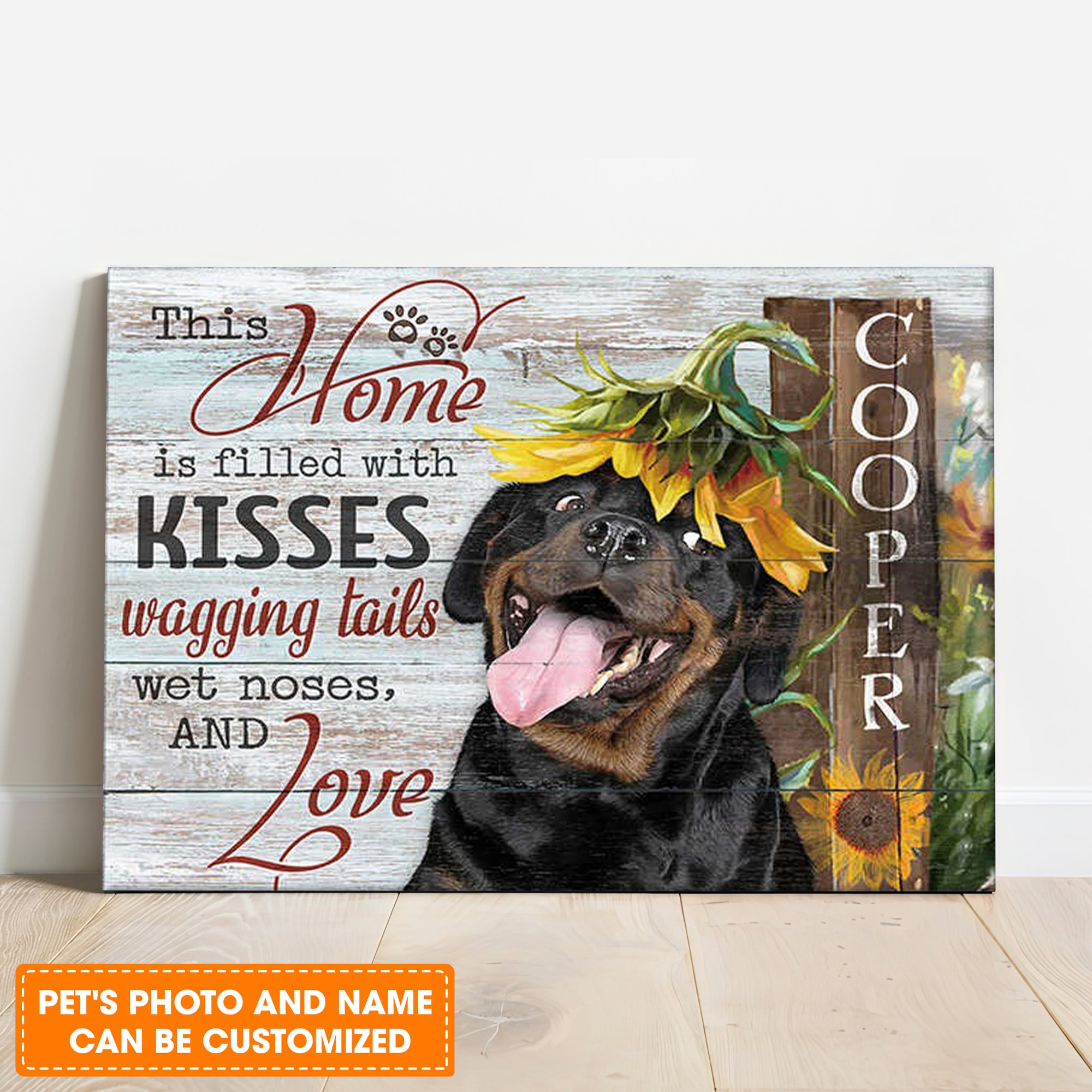 Custom Name & Photo Dog Premium Wrapped Landscape Canvas, This Home Is Filled Personalized Dog Canvas - Perfect Gift For Dog Lovers, Family, Friend