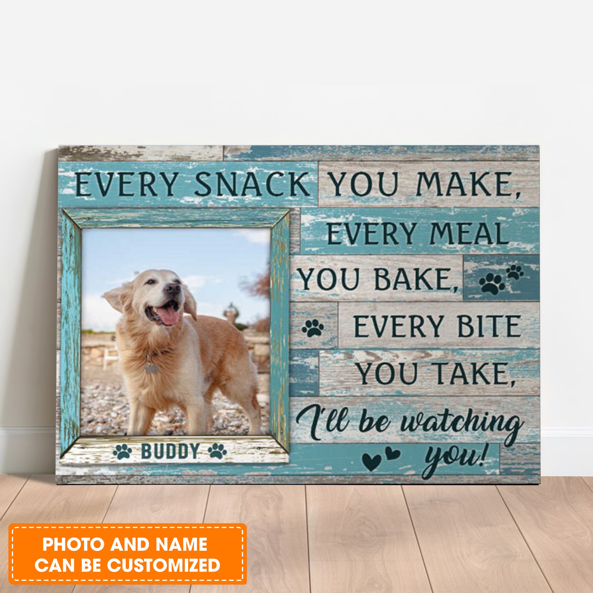 Custom Name & Photo Dog Premium Wrapped Landscape Canvas, Every Snack You Make Personalized Dog Canvas - Perfect Gift For Dog Lovers, Family, Friend