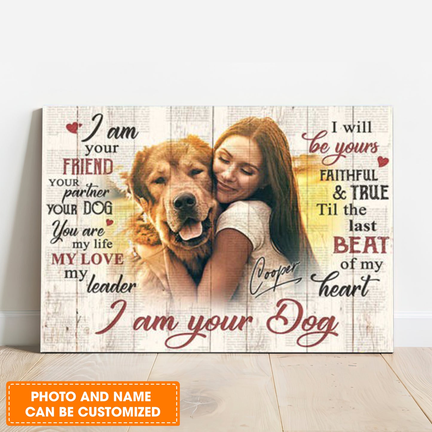 Custom Name & Photo Dog Premium Wrapped Landscape Canvas, I Am Your Dog Personalized Dog Canvas - Perfect Gift For Dog Lovers, Family, Friend