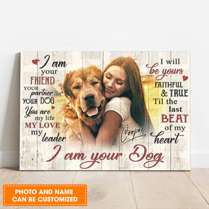 Custom Name & Photo Dog Premium Wrapped Landscape Canvas, I Am Your Dog Personalized Dog Canvas - Perfect Gift For Dog Lovers, Family, Friend