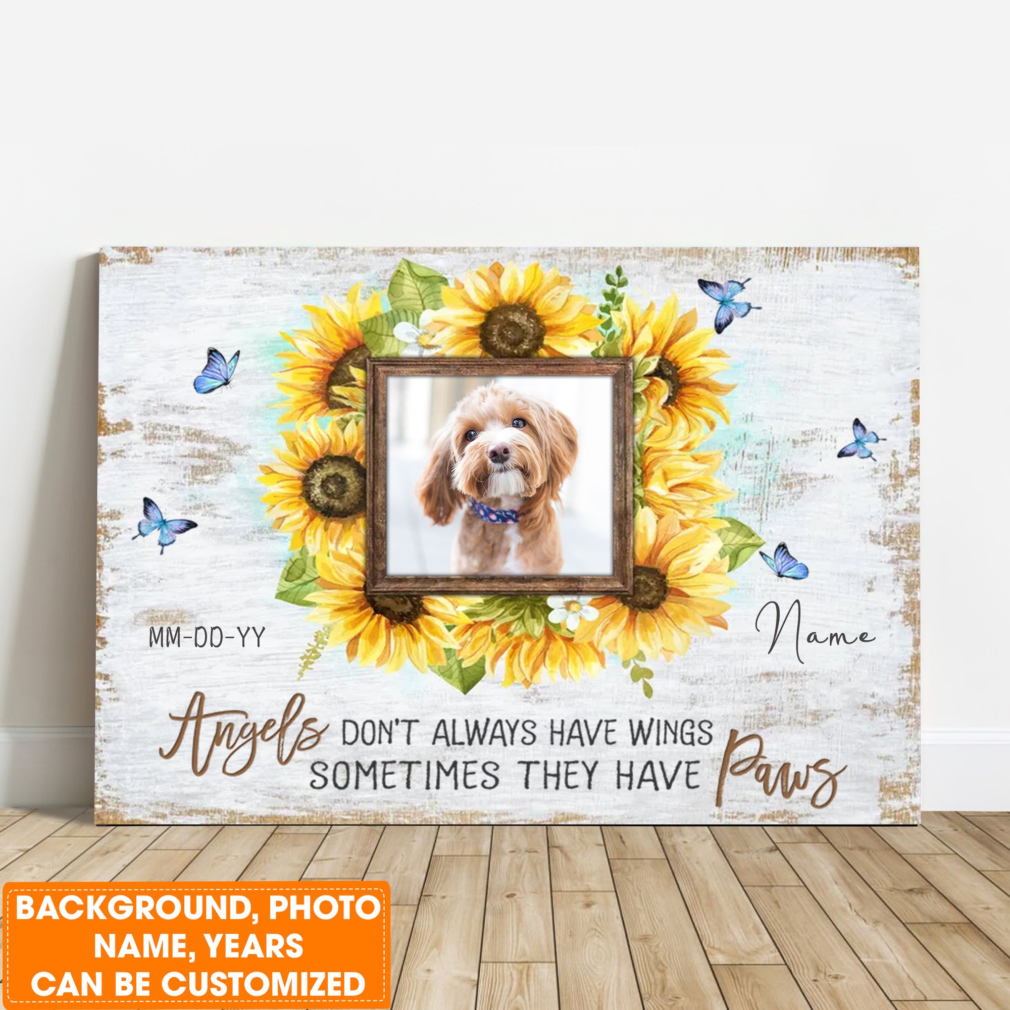 Personalized Dog Landscape Canvas, Custom Gift For Someone Who Lost A Pet Dog Memorial Gift Canvas Print, Perfect Gift For Dog Lovers, Friends, Family