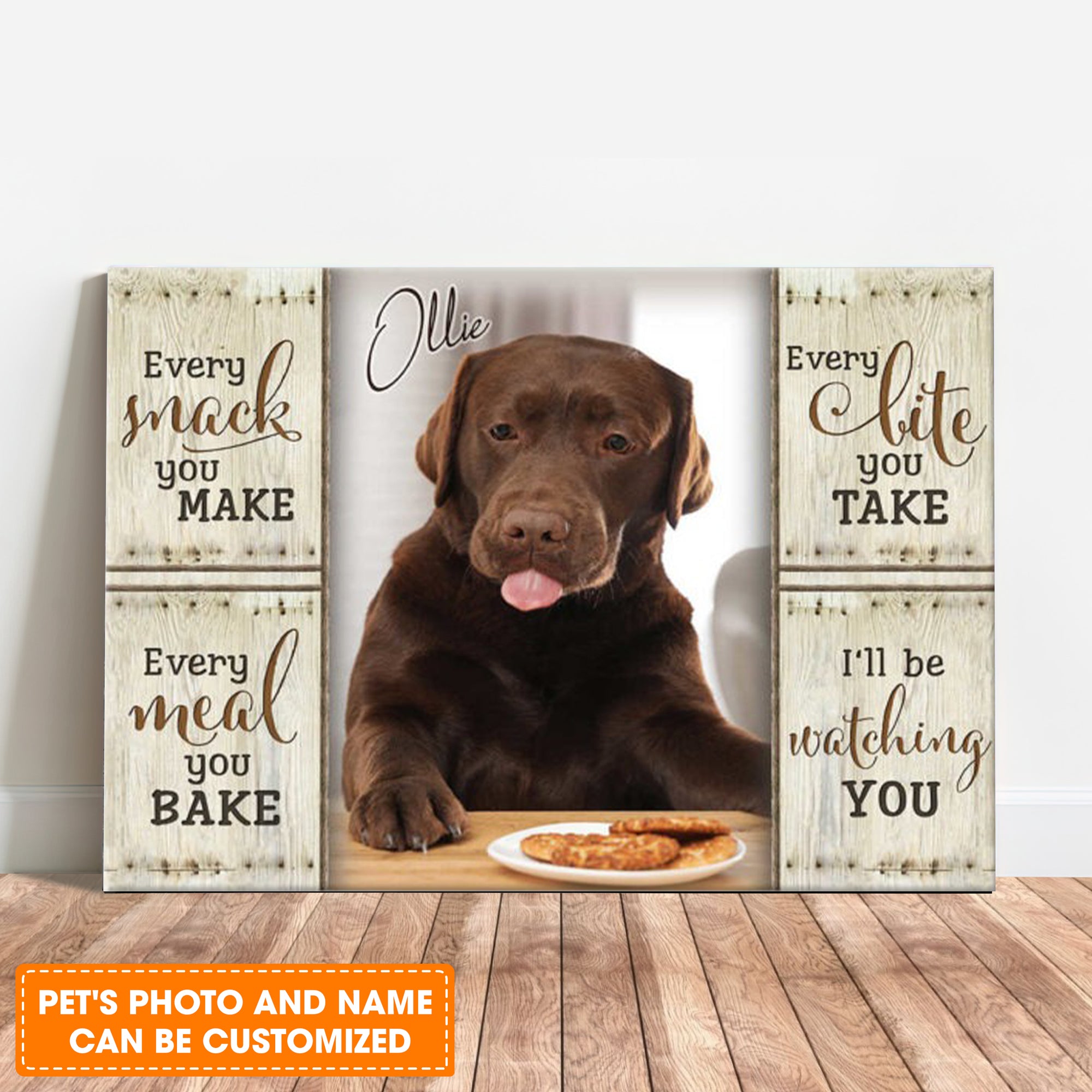 Custom Name & Photo Dog Premium Wrapped Landscape Canvas, Pet Photo Personalized Canvas - Perfect Gift For Dog Lovers