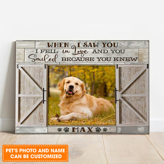 Custom Name & Photo Dog Premium Wrapped Landscape Canvas, Window When I Saw You Personalized Dog Canvas - Perfect Gift For Dog Lovers, Family, Friend