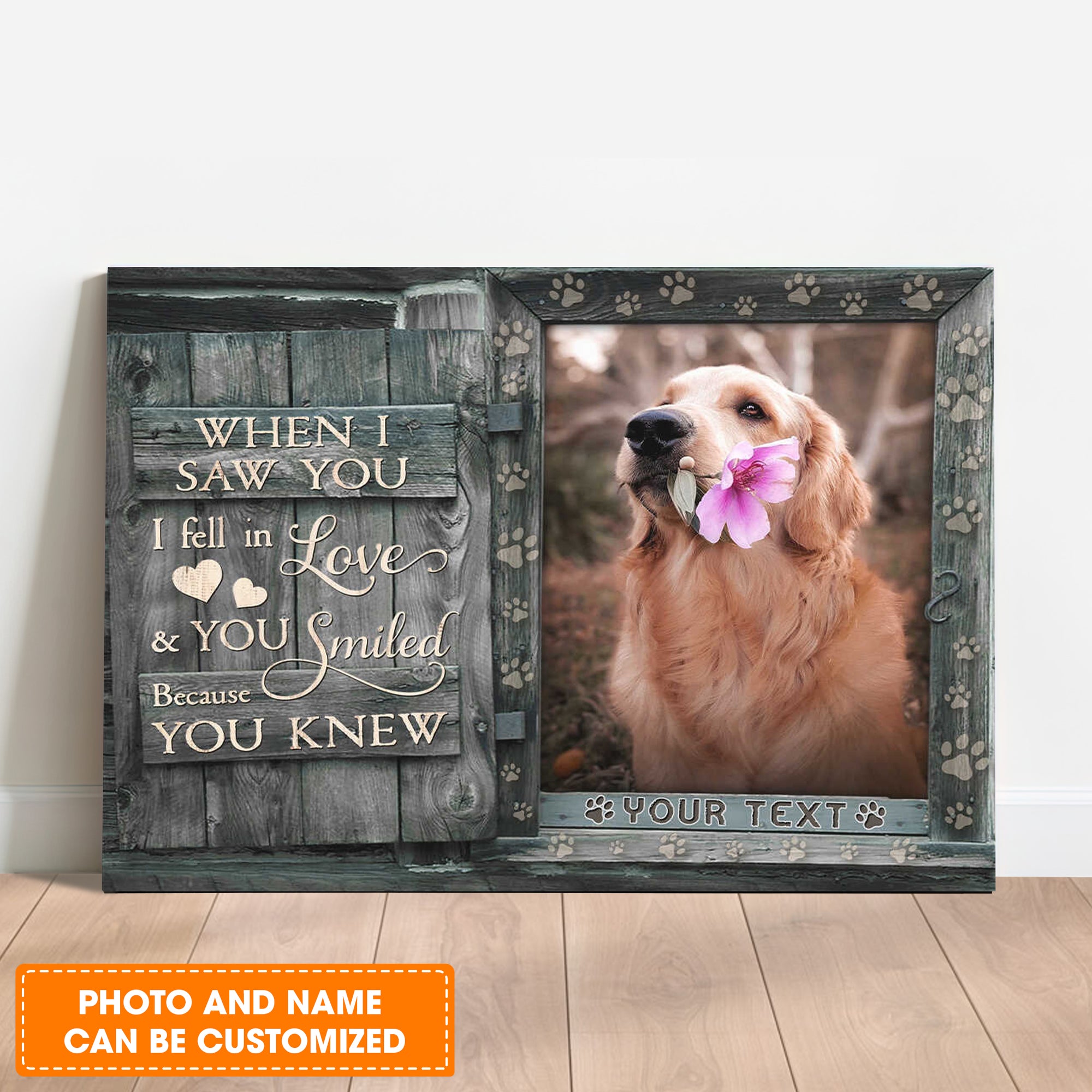 Custom Name & Photo Dog Premium Wrapped Landscape Canvas, When I Saw You Personalized Dog Canvas - Perfect Gift For Dog Lovers, Family, Friend