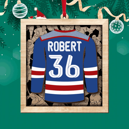 Custom Hockey Wooden Ornament, Personalized Hockey Player Jersey Wooden Ornament - Perfect Gift For Hockey Lover, Christmas, New Year