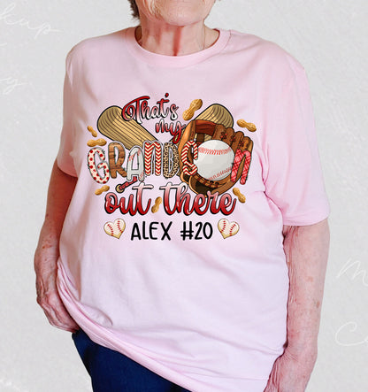 Baseball Grandma Shirt Customized Kid Name And Number That's My Grandson Out There, Perfect Outfit For Grandma, Nana, Granny, GiGi