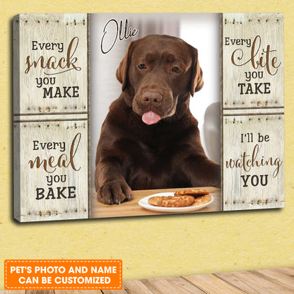 Custom Name & Photo Dog Premium Wrapped Landscape Canvas, Pet Photo Personalized Canvas - Perfect Gift For Dog Lovers