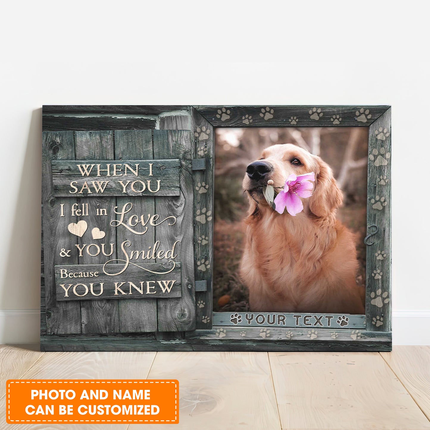 Custom Name & Photo Dog Premium Wrapped Landscape Canvas, When I Saw You Personalized Dog Canvas - Perfect Gift For Dog Lovers, Family, Friend