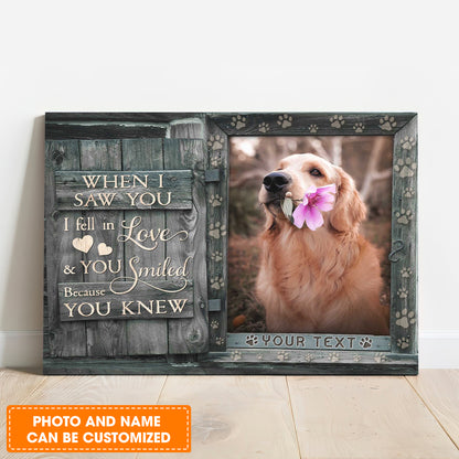 Custom Name & Photo Dog Premium Wrapped Landscape Canvas, When I Saw You Personalized Dog Canvas - Perfect Gift For Dog Lovers, Family, Friend