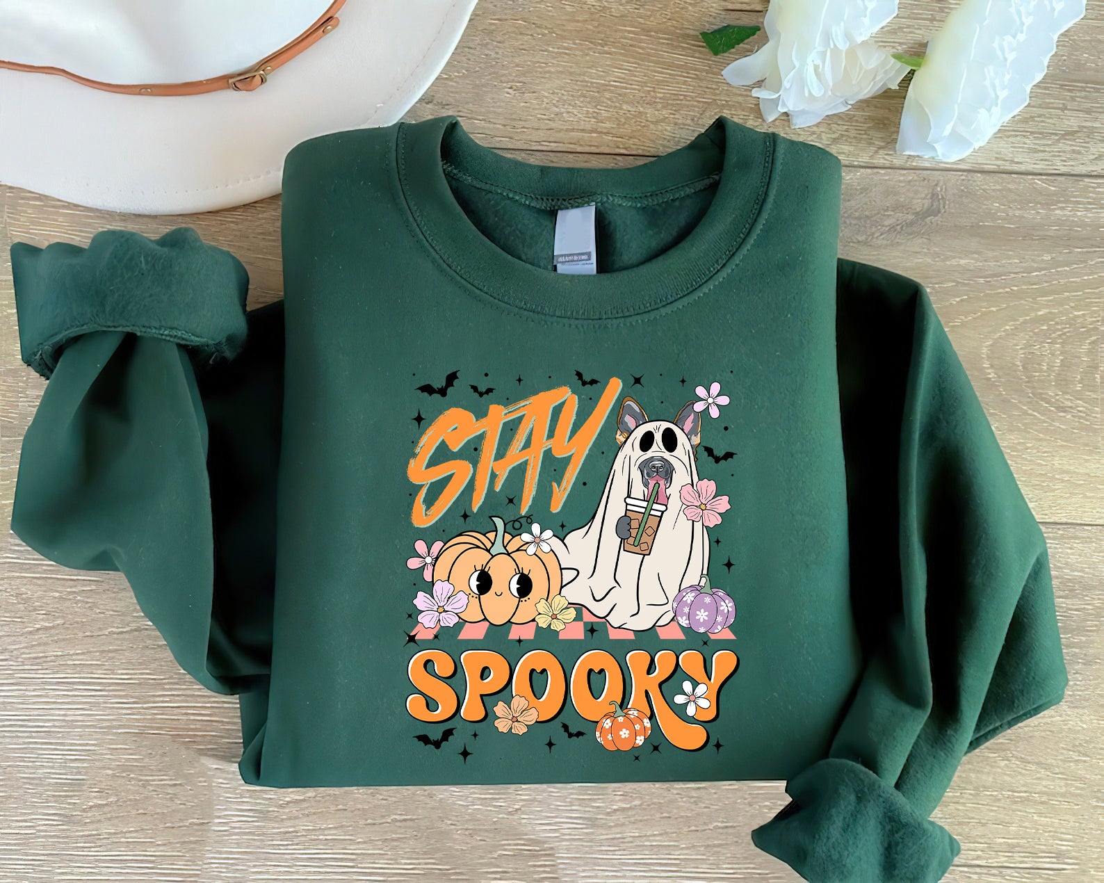 German Shepherd Sweatshirt, Stay Spooky German Shepherd Pumpkin Sweatshirt, Halloween Dog Shirt, German Shepherd Dog Sweatshirt