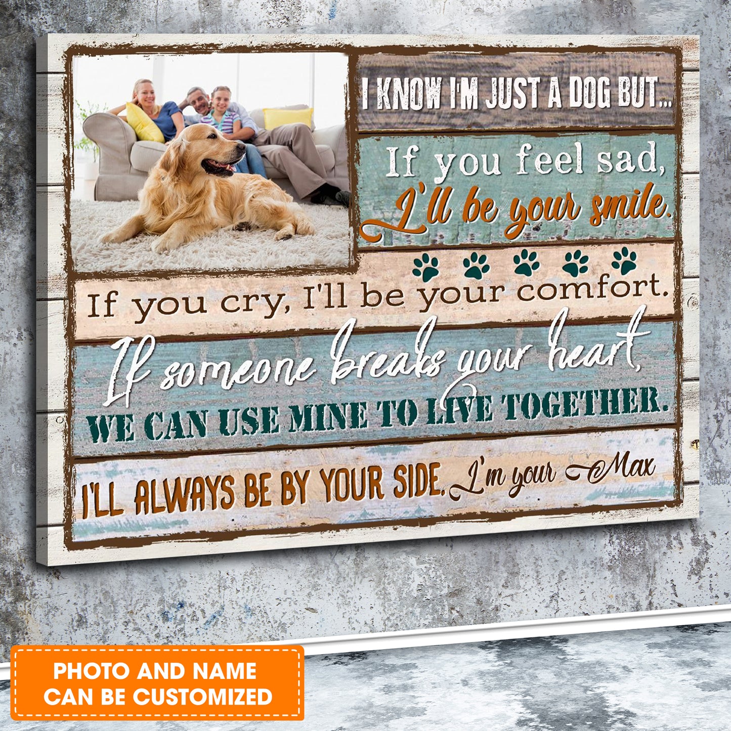Custom Name & Photo Dog Premium Wrapped Landscape Canvas, Im Your Dog Personalized Dog Canvas - Perfect Gift For Dog Lovers, Family, Friend