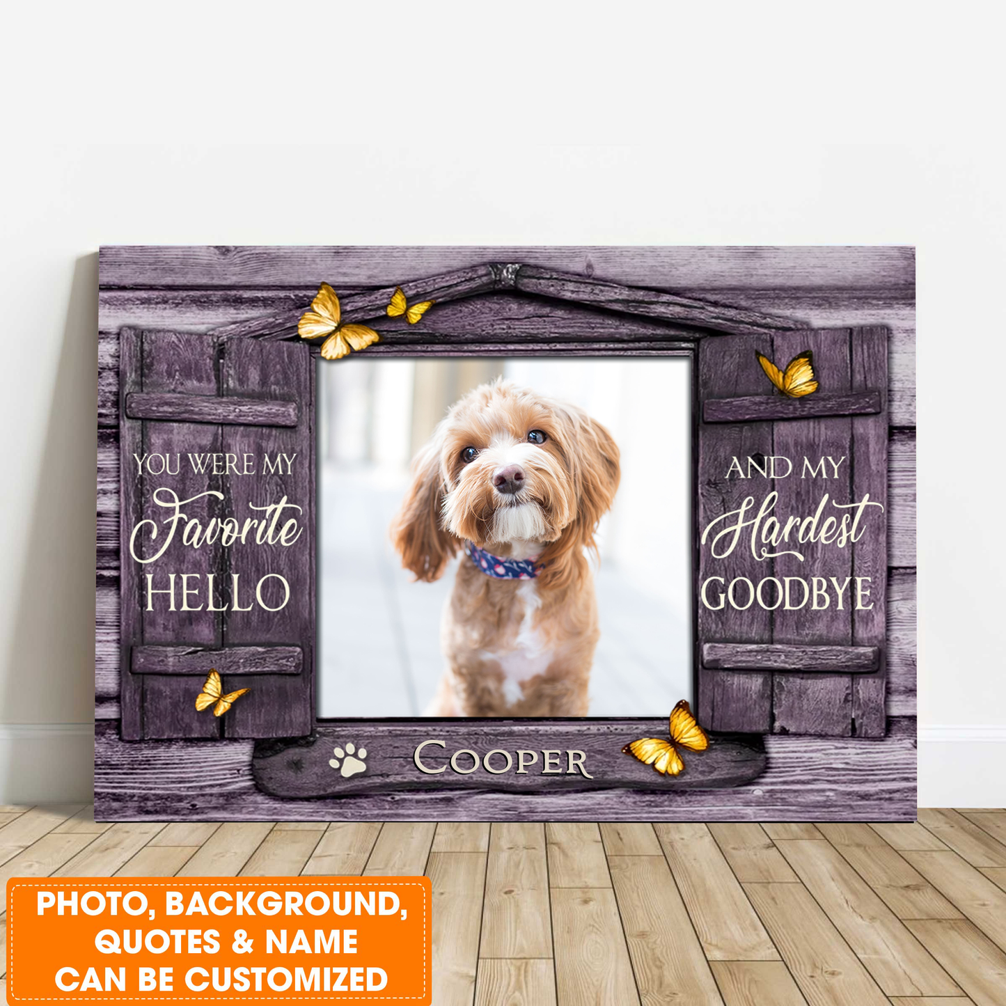 Personalized Dog Landscape Canvas, Custom Pet Gifts To Remember A Pet Wooden Window Shutters, Perfect Gift For Dog Lovers, Friends, Family