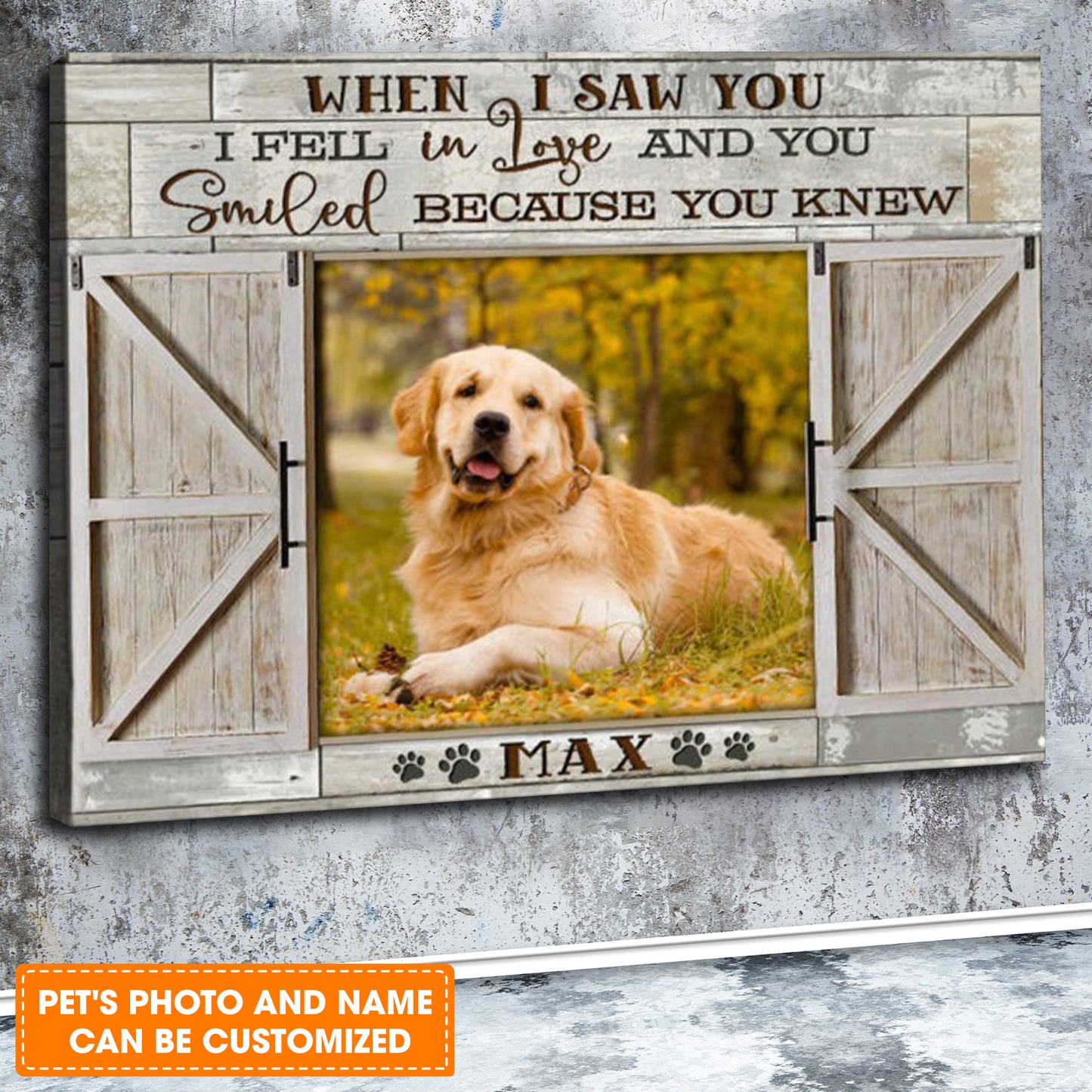 Custom Name & Photo Dog Premium Wrapped Landscape Canvas, Window When I Saw You Personalized Dog Canvas - Perfect Gift For Dog Lovers, Family, Friend