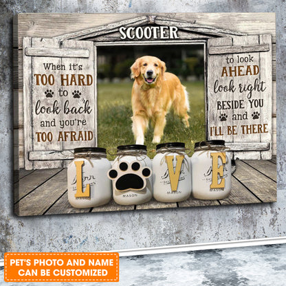 Custom Name & Photo Dog Premium Wrapped Landscape Canvas, Dog Photo Window Love Personalized Dog Canvas - Perfect Gift For Dog Lovers, Family, Friend