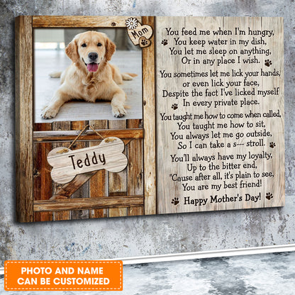 Custom Name & Photo Dog Premium Wrapped Landscape Canvas, Mothers Day Personalized Dog Canvas - Perfect Gift For Dog Lovers, Family, Dog Mom