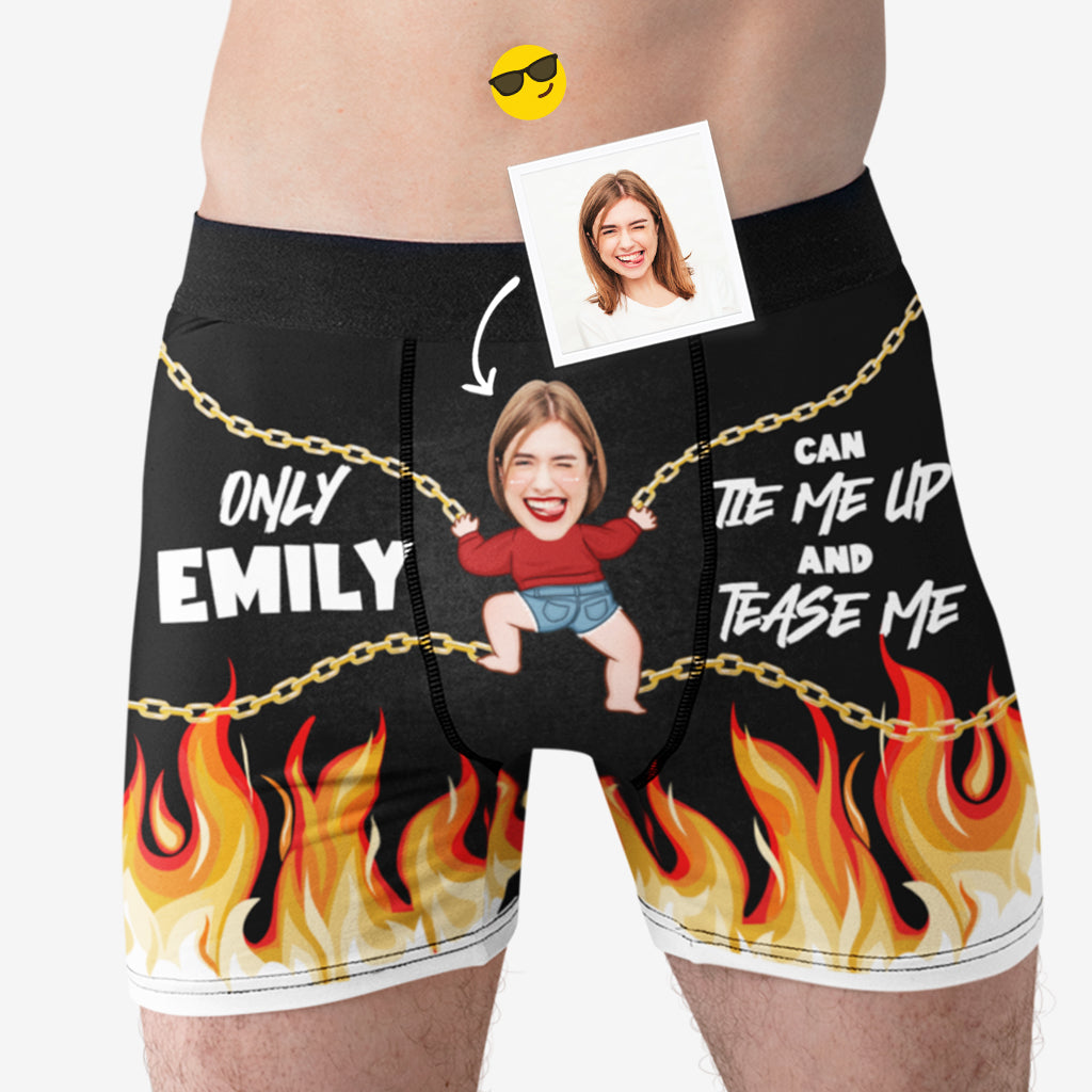Personalized Boxers, Custom Face Underwear - Customized Tie Me Up And Tease Me Boxer - Best Valentine Gift For Men From Lover