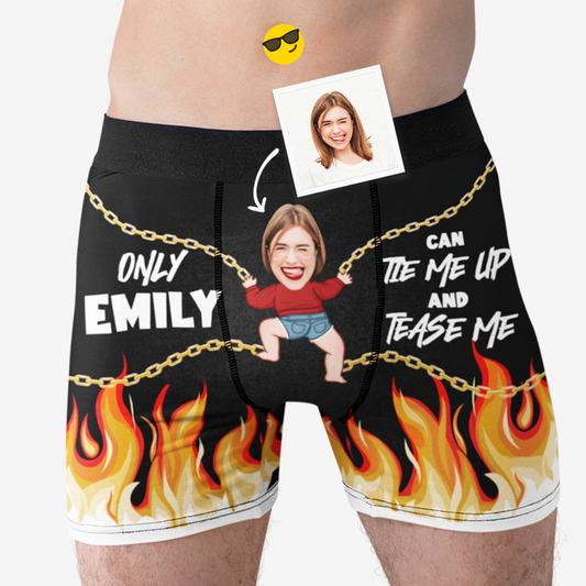 Personalized Boxers, Custom Face Underwear - Customized Tie Me Up And Tease Me Boxer - Best Valentine Gift For Men From Lover
