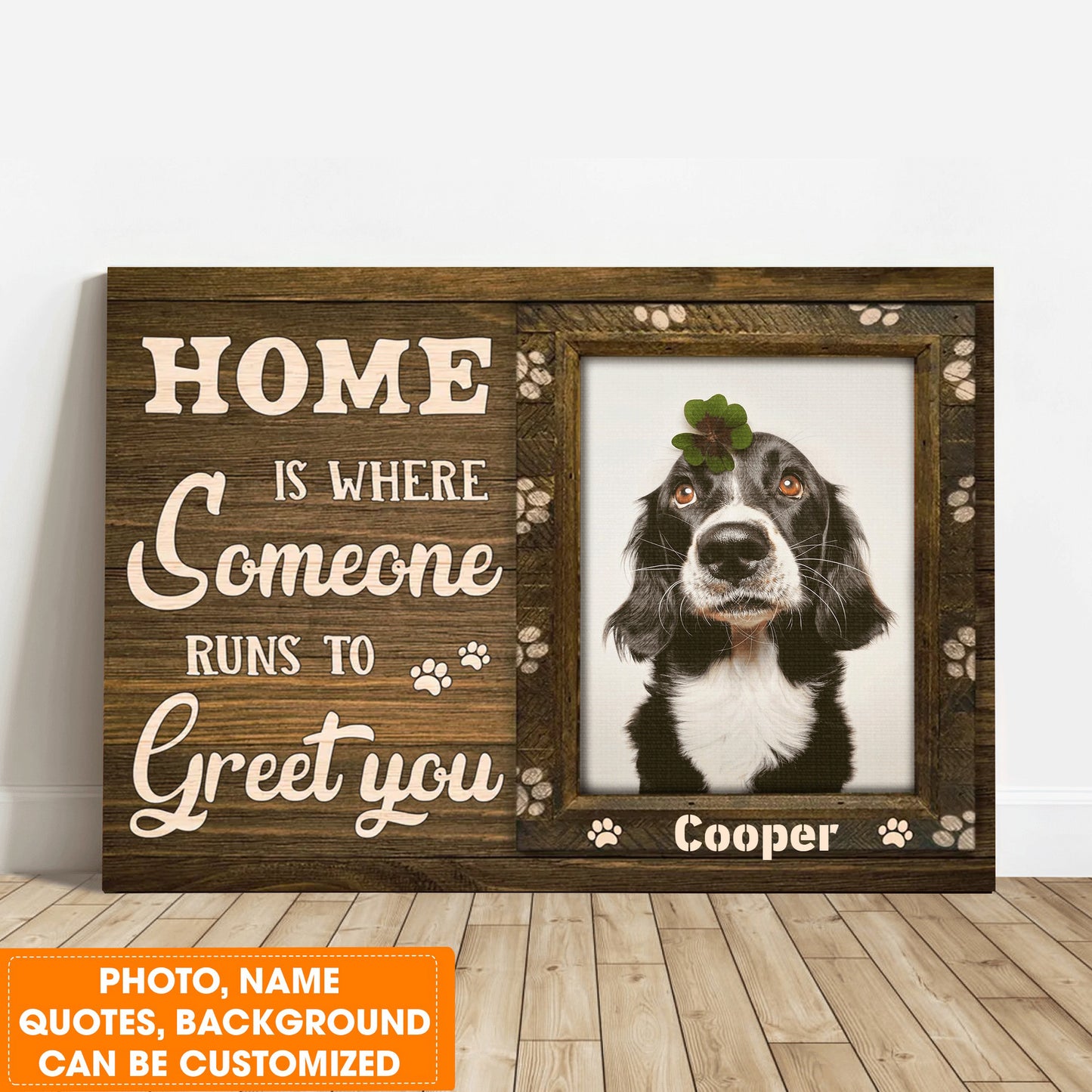 Personalized Dog Landscape Canvas, Custom Pet Photo, Beautiful Pawprints Dog Canvas, Perfect Gift For Dog Lovers, Friend, Family