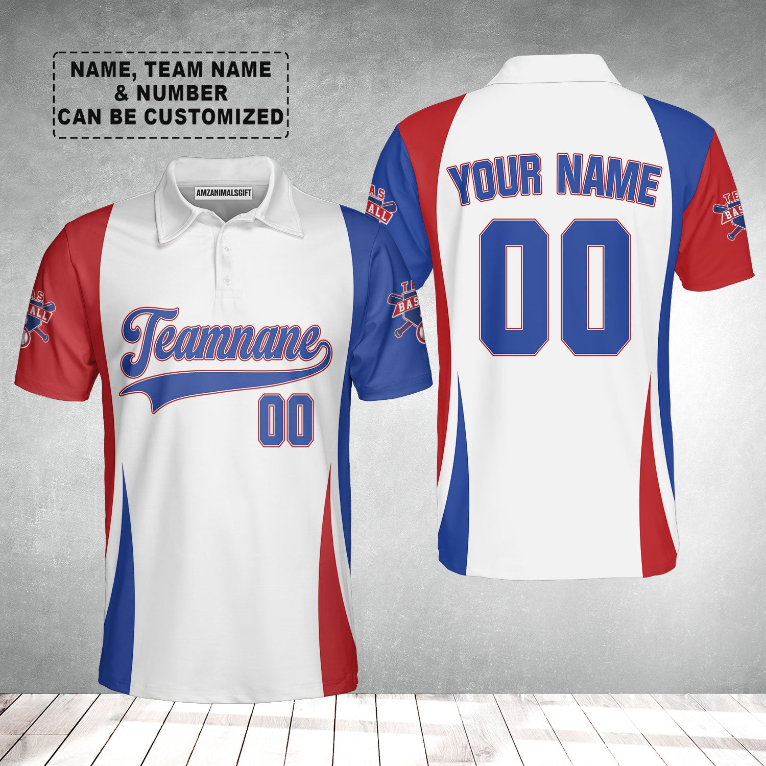 Customized Texas Baseball 2023 World Champs Men Polo Shirts, Customized Baseball Team Name White Red Polo Shirts