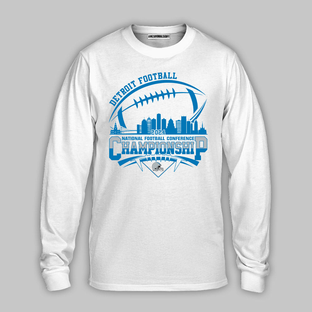 Detroit Football 2024 NFC Championship Ball Long Sleeve Shirts, Conquered The NFC Championship Shirts For Detroit Football Fans