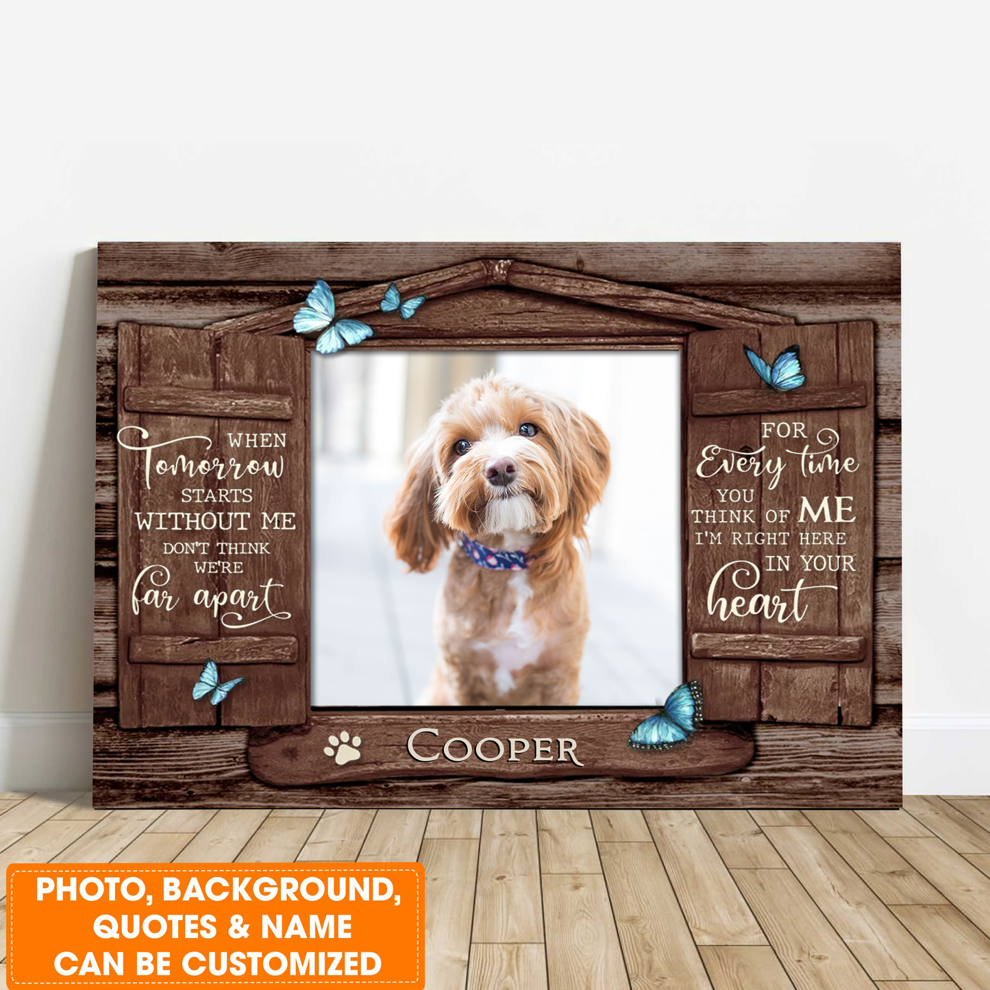 Personalized Dog Landscape Canvas, Custom Pet Gifts To Remember A Pet Wooden Window Shutters, Perfect Gift For Dog Lovers, Friends, Family