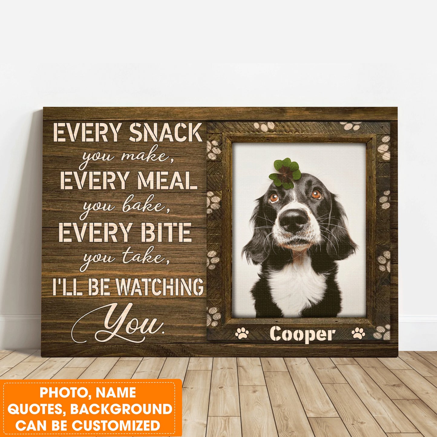 Personalized Dog Landscape Canvas, Custom Pet Photo, Beautiful Pawprints Dog Canvas, Perfect Gift For Dog Lovers, Friend, Family