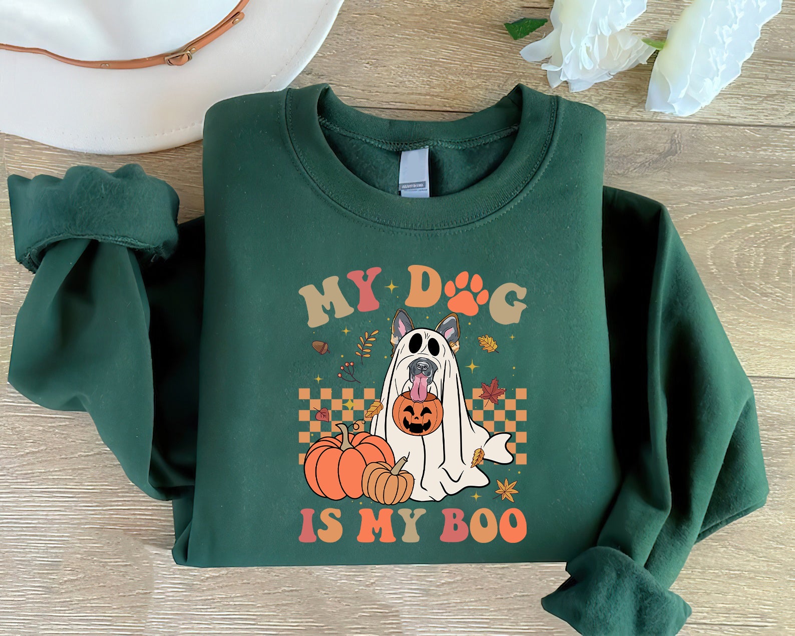 German Shepherd Sweatshirt, Funny German Shepherd Spooky Pumpkin Sweatshirt, Halloween Dog Shirt, German Shepherd Dog Sweatshirt
