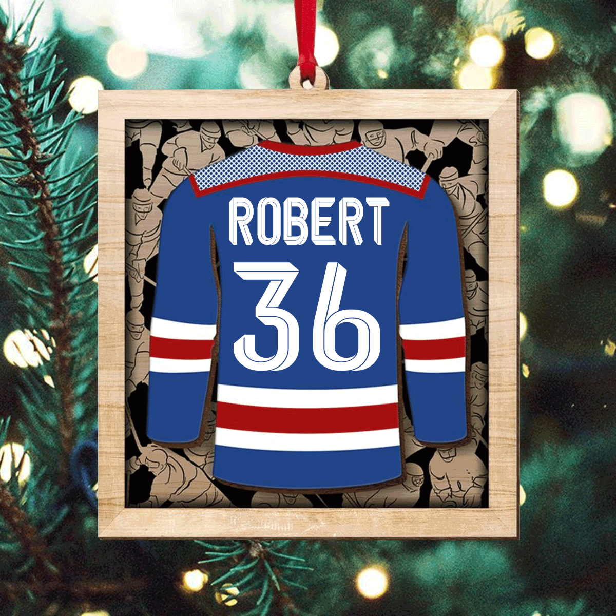 Custom Hockey Wooden Ornament, Personalized Hockey Player Jersey Wooden Ornament - Perfect Gift For Hockey Lover, Christmas, New Year