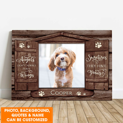 Personalized Dog Landscape Canvas, Custom Pet Gifts To Remember A Pet Wooden Window Shutters, Perfect Gift For Dog Lovers, Friends, Family