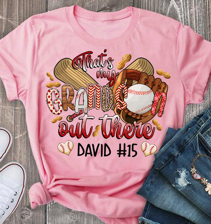 Baseball Grandma Shirt Customized Kid Name And Number That's My Grandson Out There, Perfect Outfit For Grandma, Nana, Granny, GiGi