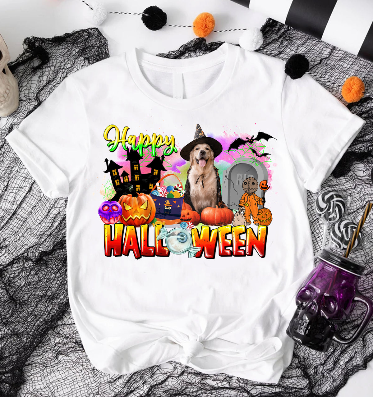 Halloween Shirt Customized Dog Cat Pets Photo, Perfect Cute Halloween Outfit For Dog Mom, Cat Mom, Pets Lovers
