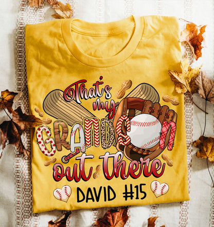 Baseball Grandma Shirt Customized Kid Name And Number That's My Grandson Out There, Perfect Outfit For Grandma, Nana, Granny, GiGi