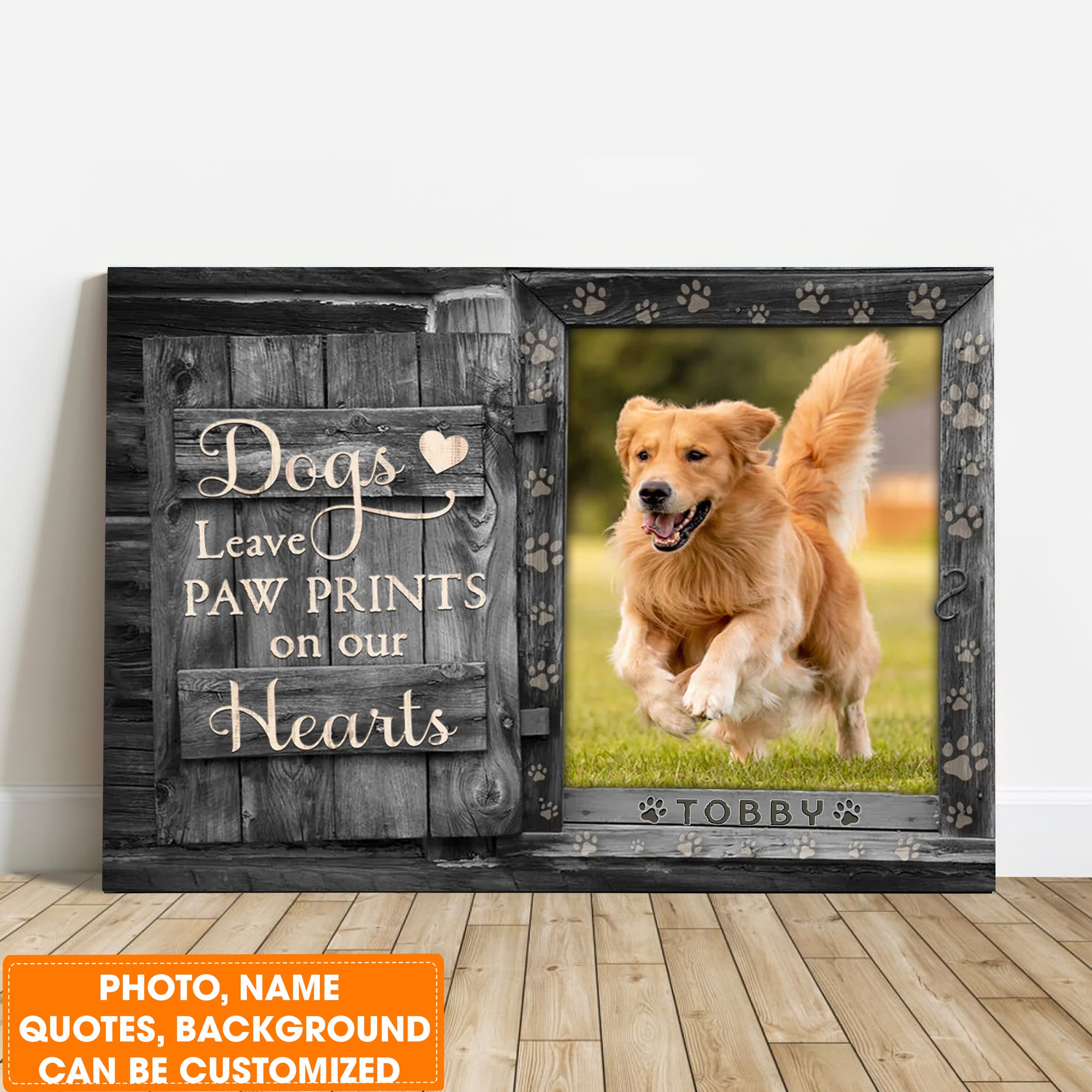 Personalized Dog Landscape Canvas, Custom Pet Photo, Pet Name For Your Hairy friend, Perfect Gift For Dog Lovers, Friend, Family