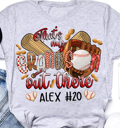Baseball Grandma Shirt Customized Kid Name And Number That's My Grandson Out There, Perfect Outfit For Grandma, Nana, Granny, GiGi