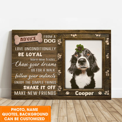 Personalized Dog Landscape Canvas, Custom Pet Photo, Beautiful Pawprints Dog Canvas, Perfect Gift For Dog Lovers, Friend, Family