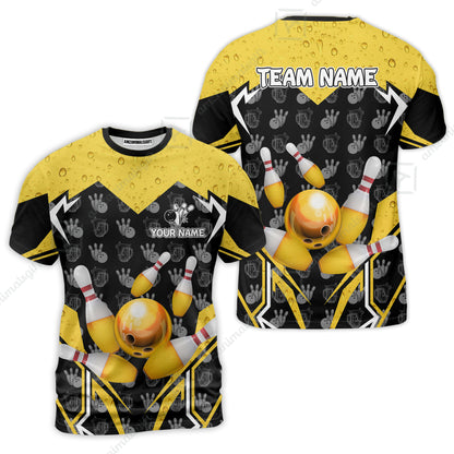 Custom Bowling Team Jersey, Bowling Beer Ball Lightning Strike Polo Quarter-Zip Shirts, Bowling Uniforms Jerseys, Custom Name And Team Name