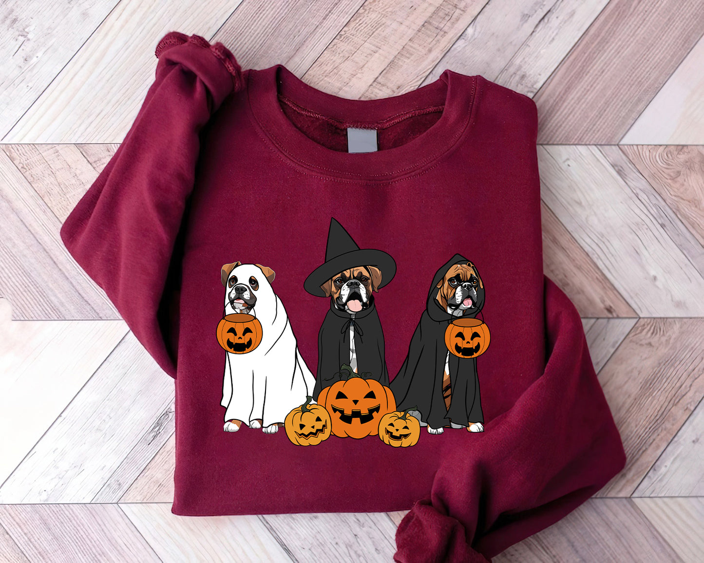 Boxer Sweatshirt, Ghost And Witch Boxer Sweatshirt, Halloween Dog Shirt, Boxer Dog Sweatshirt, Boxer Tee