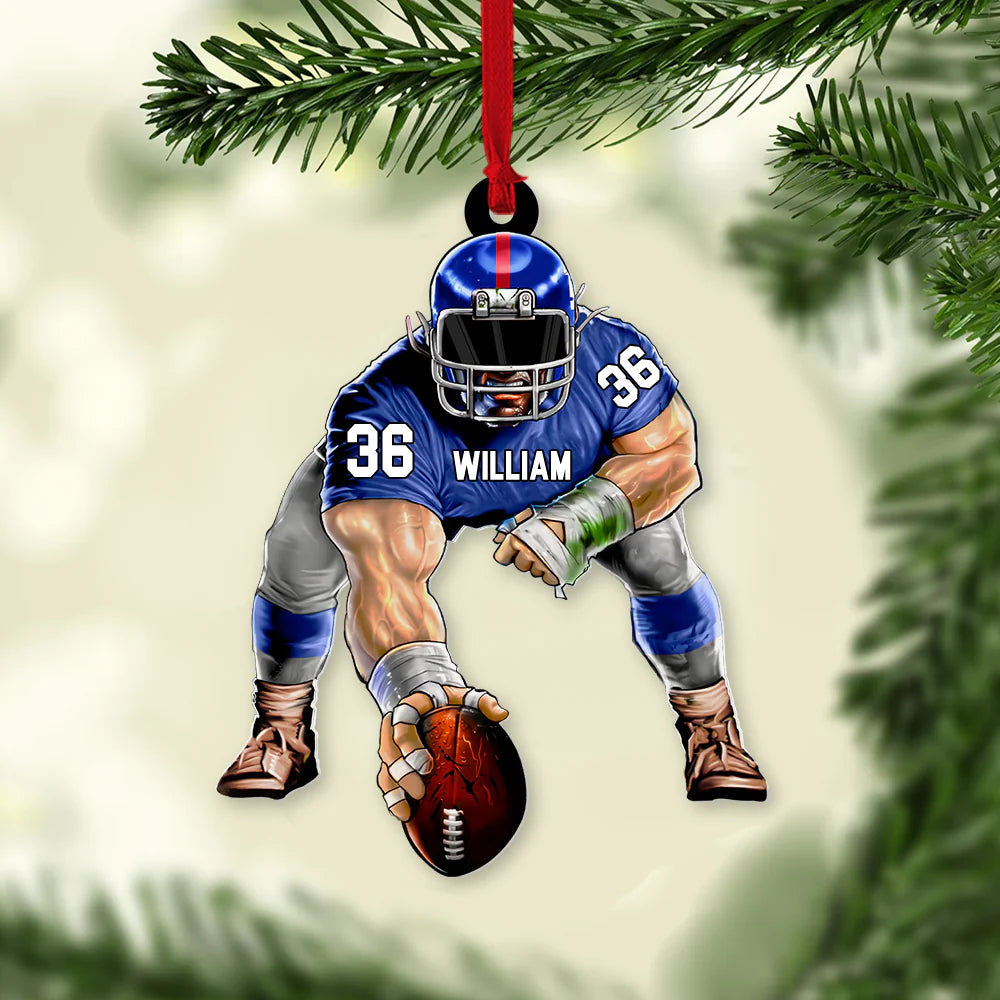 Personalized American Football Fierce Player Acrylic Ornament Gift For Football Lovers, Football Fans - Christmas Ornament Decor