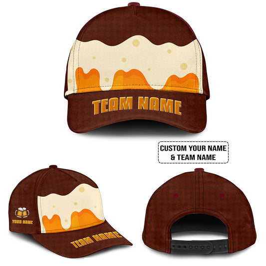 Custom Red Cream Beer Pattern Design Oktoberfest Beer Festival Performance Embroidered Cap