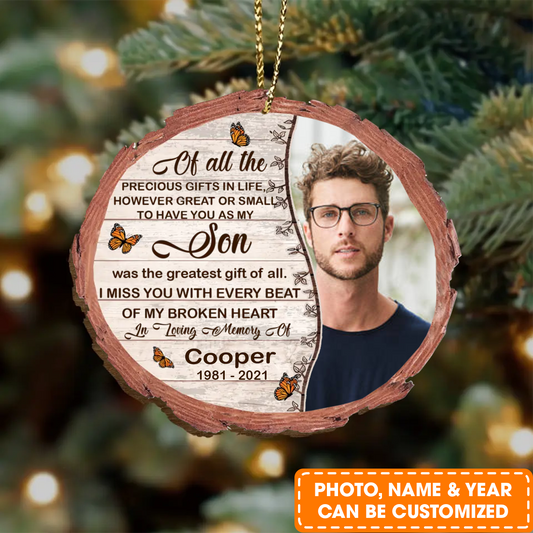 Custom Memorial Wooden Ornament, I Miss You With Every Beat Of My Broken Heart Ornament, Best Memorial Gift For Friends, Family Member