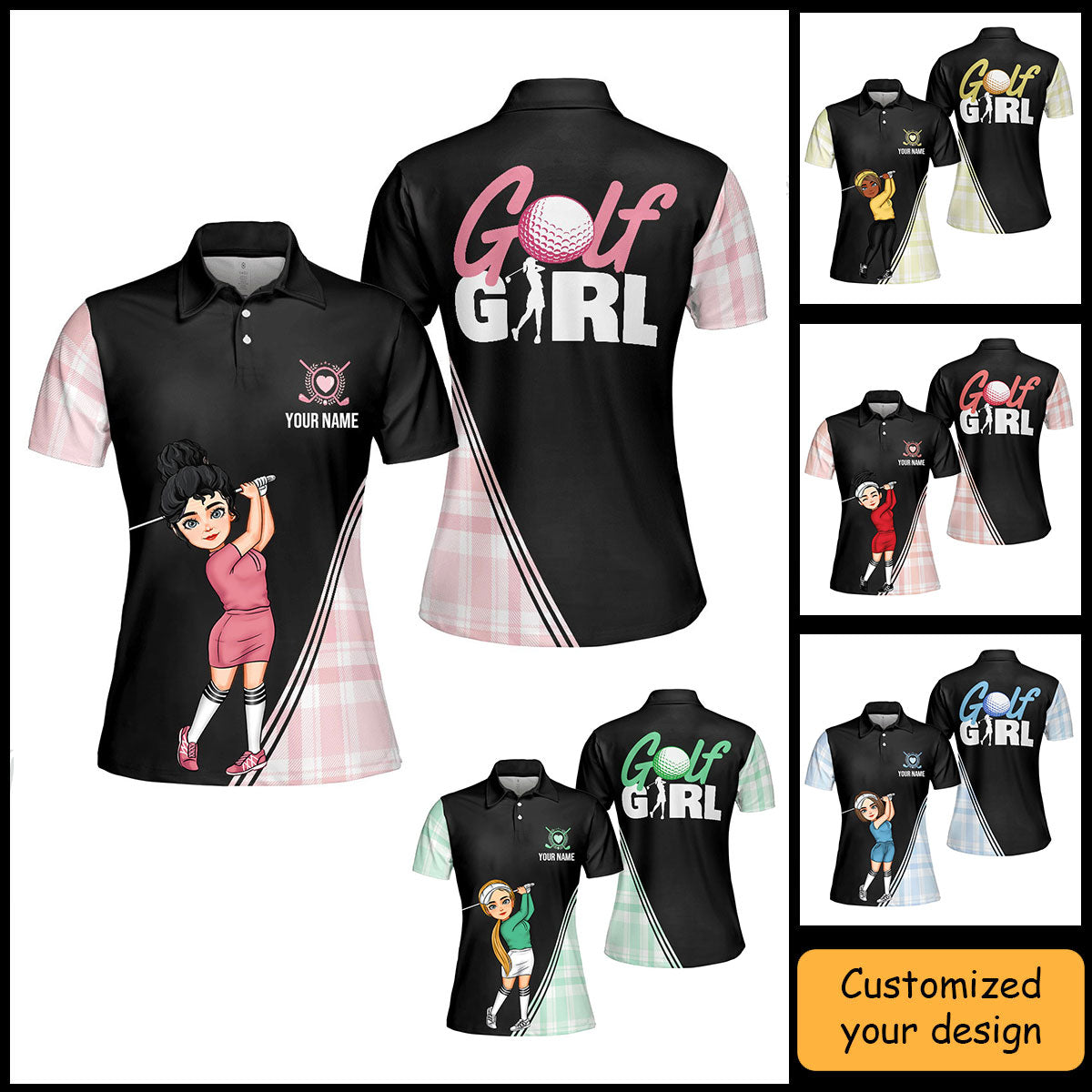 Golf Custom Women Polo Shirt, Golf Girl Personalized Women Polo Shirt