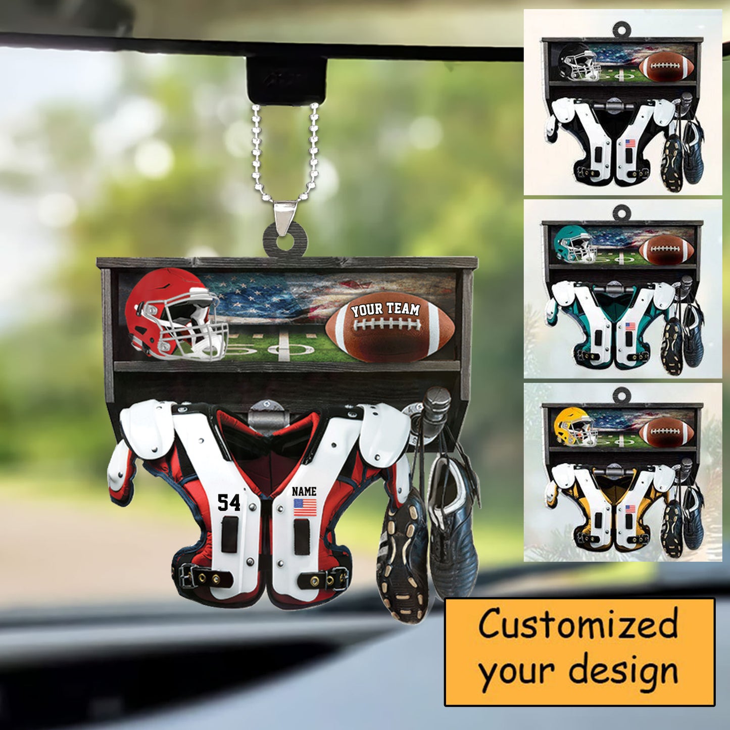 Personalized Acrylic Keychain American Football Christmas Keychain For Football Lovers, Football Player