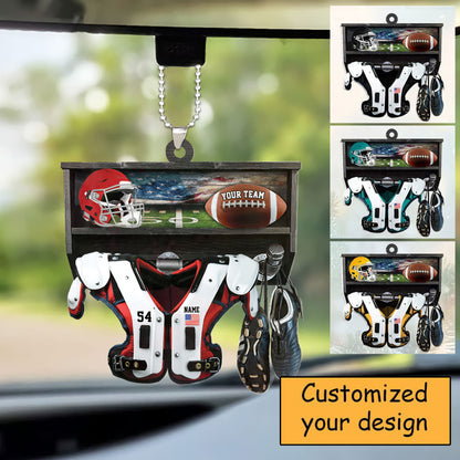 Personalized Acrylic Keychain American Football Christmas Keychain For Football Lovers, Football Player