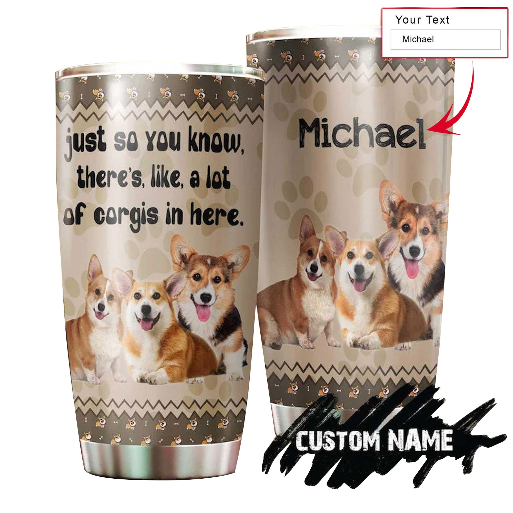 Welsh Corgi Personalized Tumbler - Just So You Know There's Like A lot Of Corgi In Here Personalized Tumbler - Perfect Gift For Corgi Lover, Family