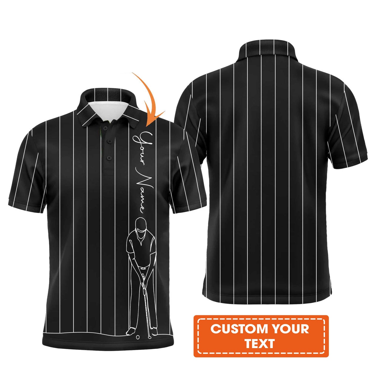 Custom Golf Long Sleeve Men Polo Shirt - Multicolor Stripe Pattern Custom Name Apparel - Personalized Gift For Men, Golf Lover