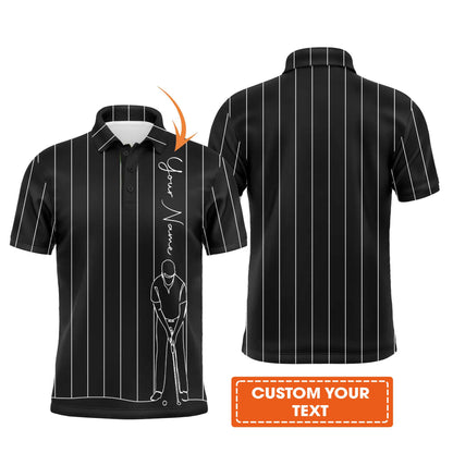 Custom Golf Long Sleeve Men Polo Shirt - Multicolor Stripe Pattern Custom Name Apparel - Personalized Gift For Men, Golf Lover